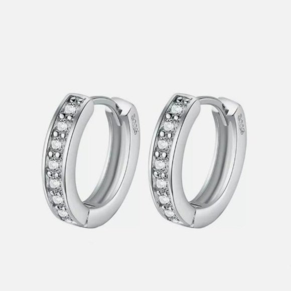 Jewelry - ****925 Silver Hoop Diamond Earrings
